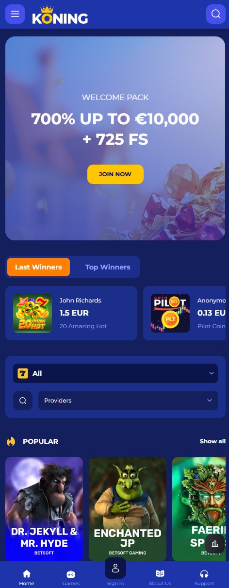 Koning.bet mobiele website op een iPhone
